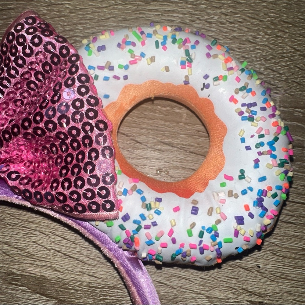 Disney Parks Minnie Mouse Donut Ears Headband White Frosting Sprinkles tag torn - Picture 5 of 7